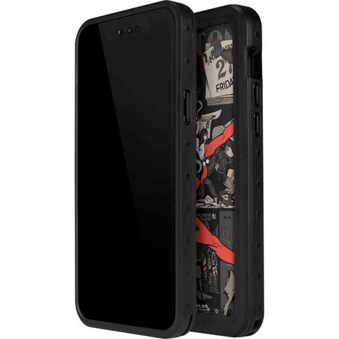 DC Comics Harley Quinn Vintage Action pose pattern iPhone 15 Plus Waterproof Case